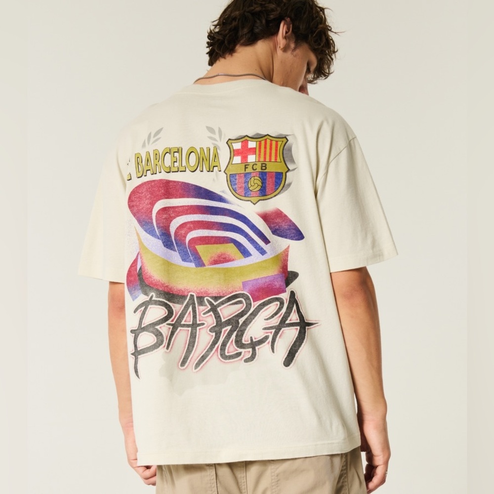 Hollister Cream FC Barcelona Graphic Tee T-Shirt